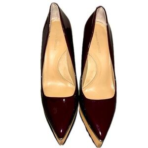 BANANA REPUBLIC MADISON 12-HOUR BLOCK-HEEL PUMP in Bordeaux Red Patent Leather